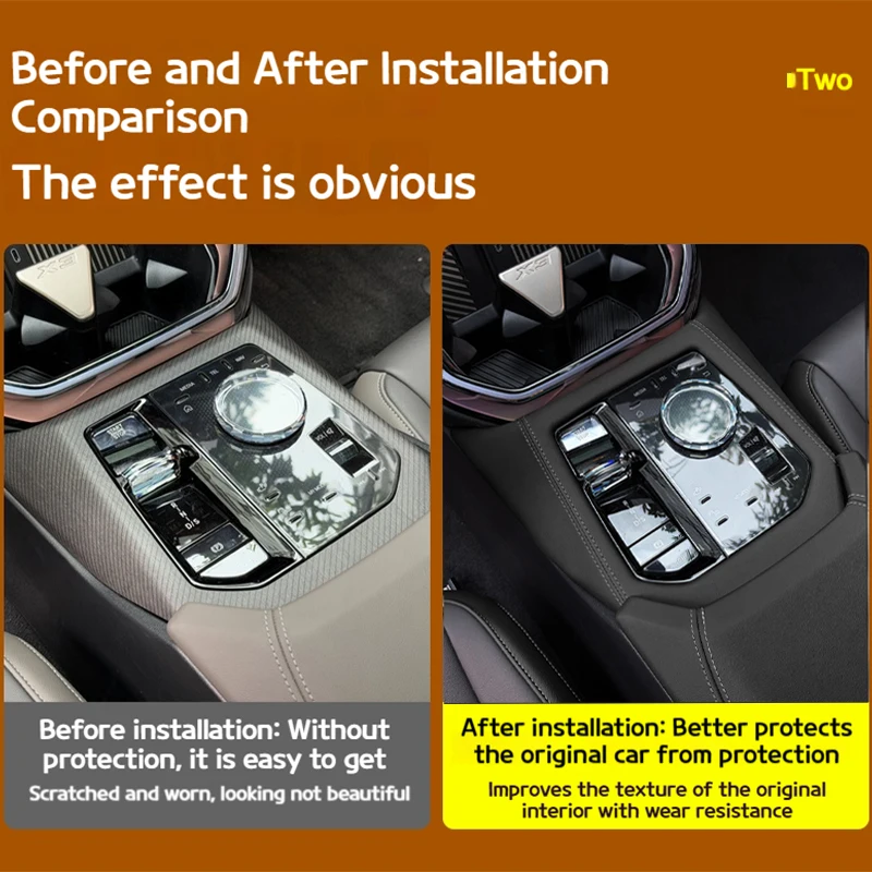 BMW X3 G45 2025년형 중앙 제어 기어 패널 기어 위치 스티칭은 자동차 내부를 보호하기 위해 스펀지로 덮여 있습니다.