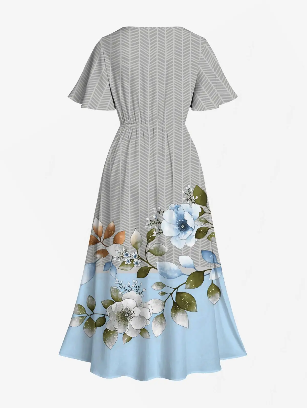 beach dress for men and women Ivory and Blue Off Shoulder Maxi Dress