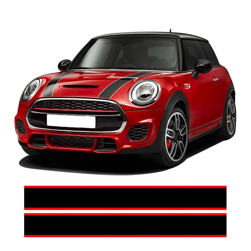 

For MINI Cooper R55 R56 R57 R58 R59 R60 R50 R52 R53 F54 F55 F56 F60Car Hood Decal Engine Cover Rally Line Bonnet Stripe Sticker