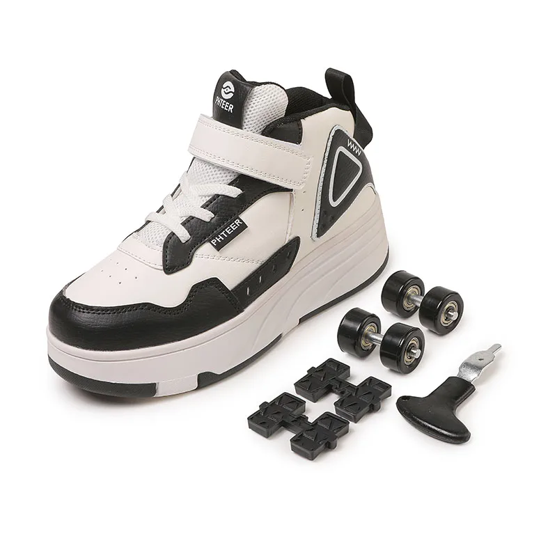 Children's Roller Skate Shoes Student Inline Skating Shoes grils 4-Wheel Deformation Boy's Ice Skating Shoes size31-40 6