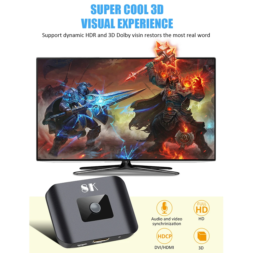 8K HDMI ȣȯ 2.1 ġ 8k 60hz 4k 120hz ġ 2  1  й, PS4 Xbox hdtv Romote   2x1 ó