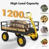 Mesh Steel Garden Cart, 1200LBS Utility Wagon with 4 Removable Sides, 13” Pneumatic Wheels, Adjustable Handle, Bungee Cord, Con 3