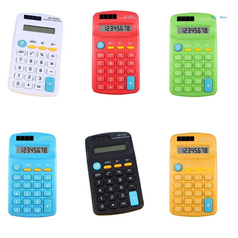 

Pocket Size Mini Calculators Handheld Angled 8-Digit Display Standard Function Assorted Colors AA Power Student