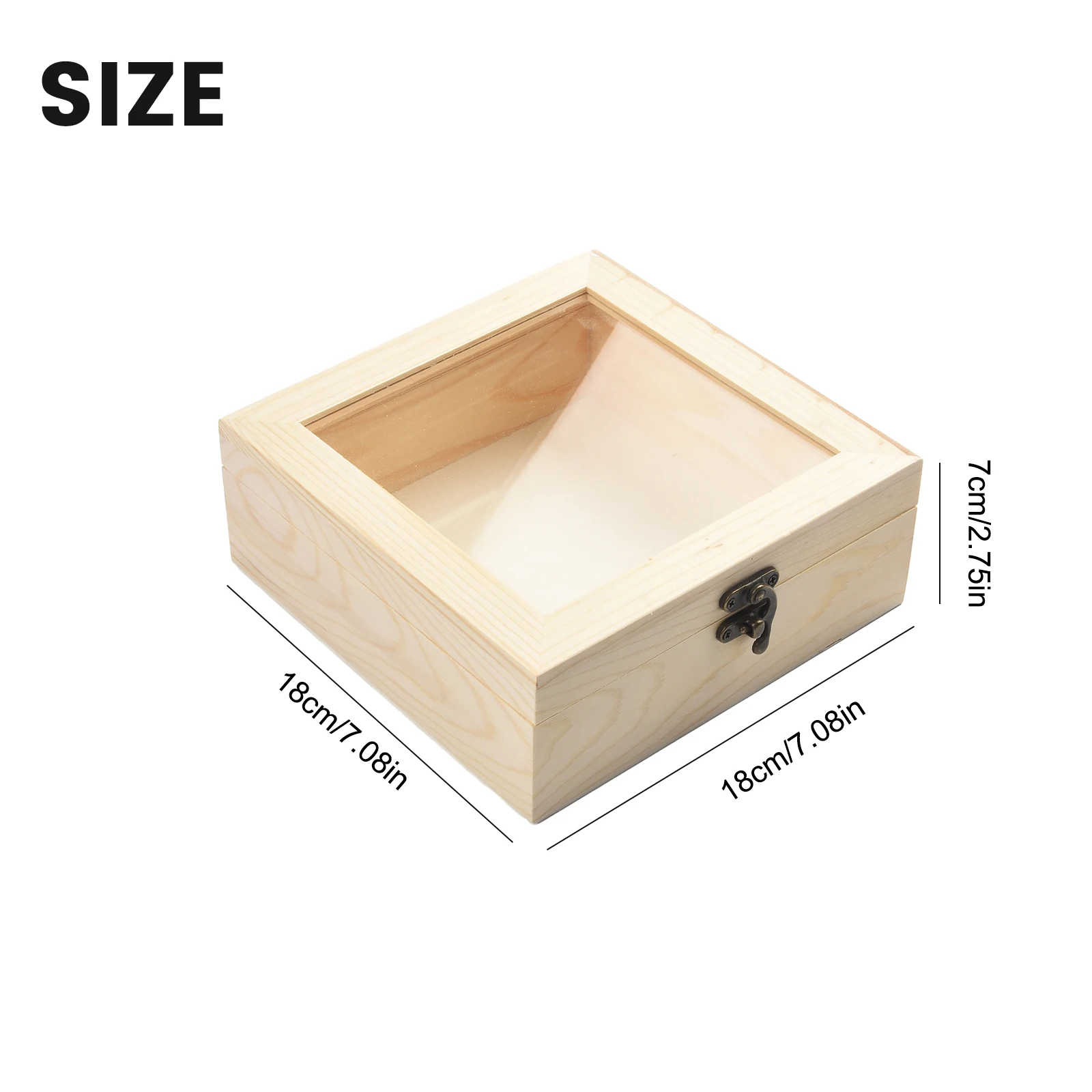 

High Quality Storage Box Treasure Chest Pine Wooden Box 1pcs Acrylic Container Personalizing Craft Display Box