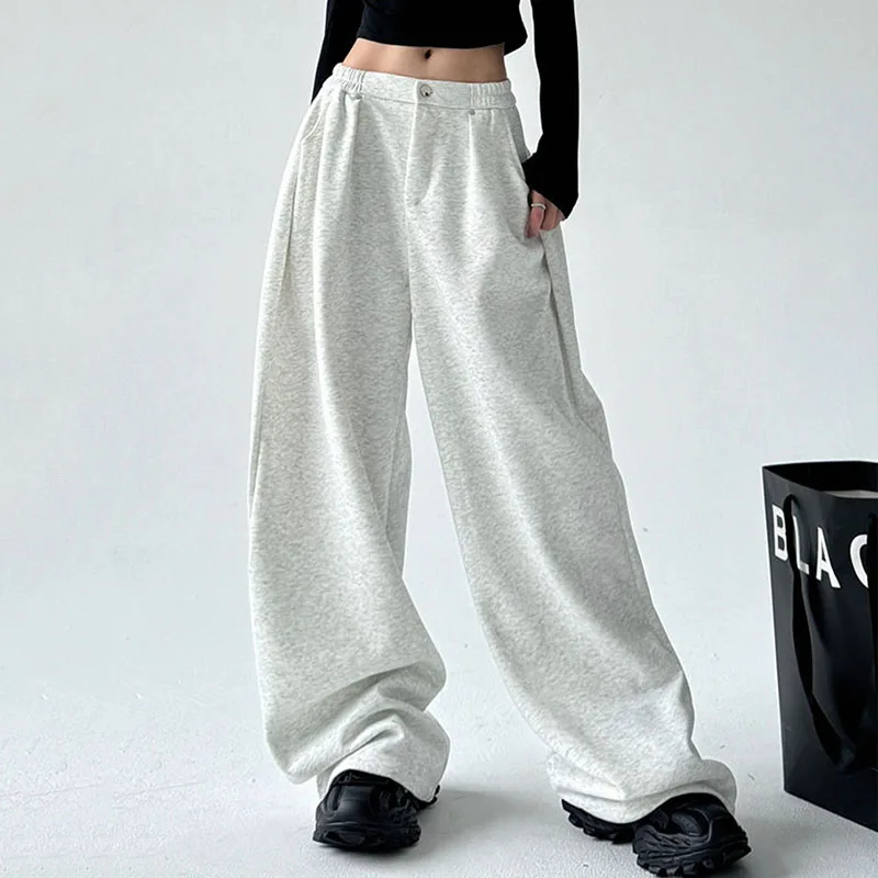 FANAN Übergroße Frauen Grau Jogginghose Y2K Amerika Stil Retro Baggy Hosen Weibliche Casual Sport Street Hip Hop Hosen 2025