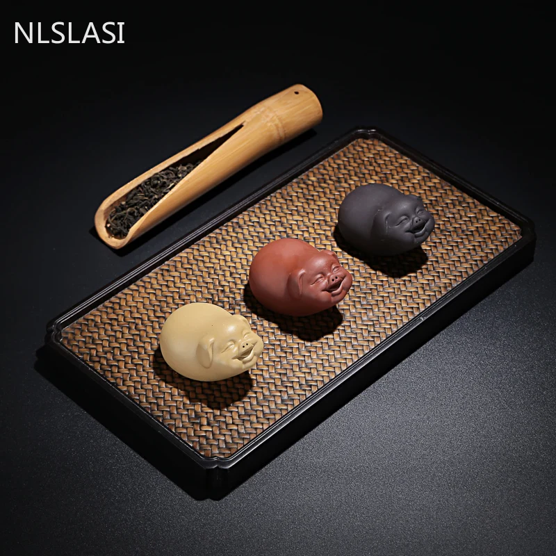 yixing Purple Clay Small Tea pet 1 PCS Lovely Pig Figurine Ornament Boutique Tea Table Accessories Crafts home tea decoration