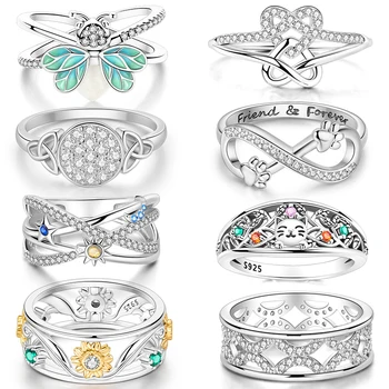 New Rings For Women 100% 925 Sterling Silver Star Moon Colorful Zircon Rings Fine Wedding Engagement Birthday Jewelry Gifts