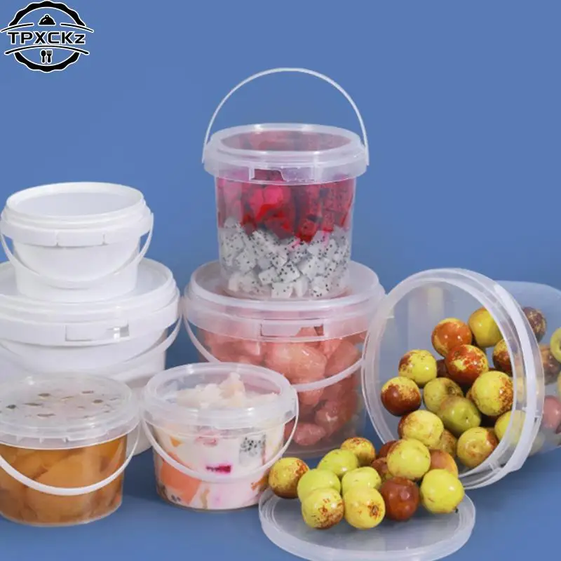 150ML1500MLHandleBPAFreeEmptyPlasticBucketwithLidClear