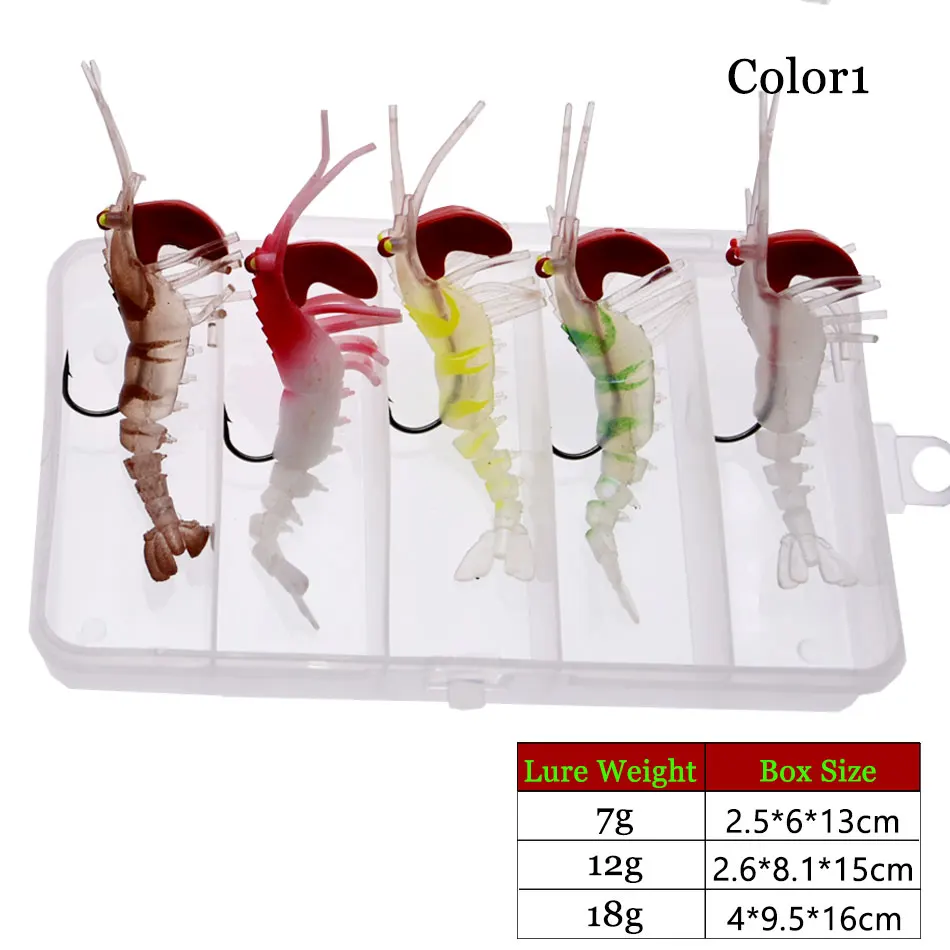 5pcs a box 7g 12g 18g soft shrimp prawn lure baits, fishing artificial worm  prawn crab lure baits with hooks for fishing tackle - AliExpress