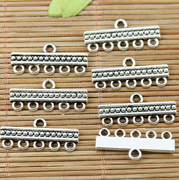 

20pcs 24*10.4mm hole 2mm tibetan silver tone bar 1-5holes link connector EF1771