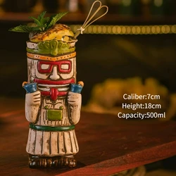 Hawaiian Style Brown Tiki Ceramic Cocktail Mug - 2Pcs (B2 500ml)