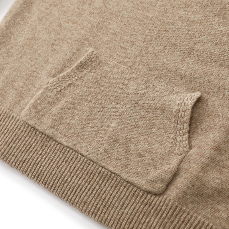 Men's 100% Merino Wool Sweater Men Hoodied Collar Pullover Loose Large Size Business Knitwear Casual Autumn Winter Cashmere Tops 6