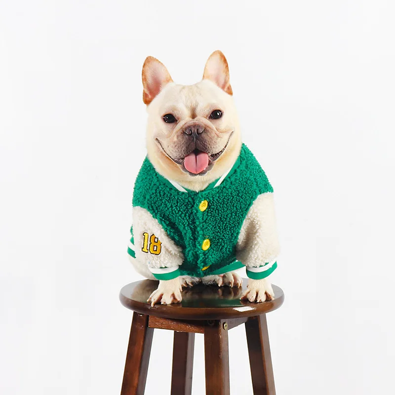 

Pet Clothing Dog Clothes Winter Fleece-lined Warm Thick Baseball Uniform Jacket Jarre Aero Bull Pug Dog
