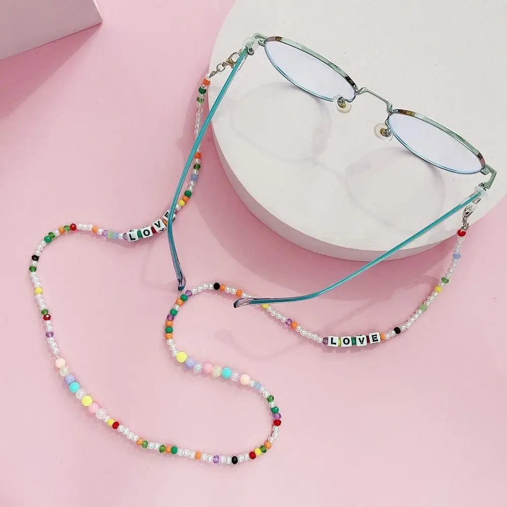 

LOVE Letter Neck Strap String Beads Chain Mask Lanyard Sunglasses Chains Mask Chain Spectacle Cord Rice Beads Glasses Chain