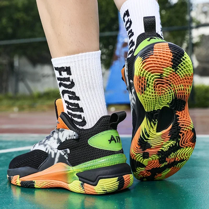 

Мужские новые баскетбольные кроссовки, спортивная обувь, амортизирующие большие кроссовки для бега, Повседневная дышащая обувь