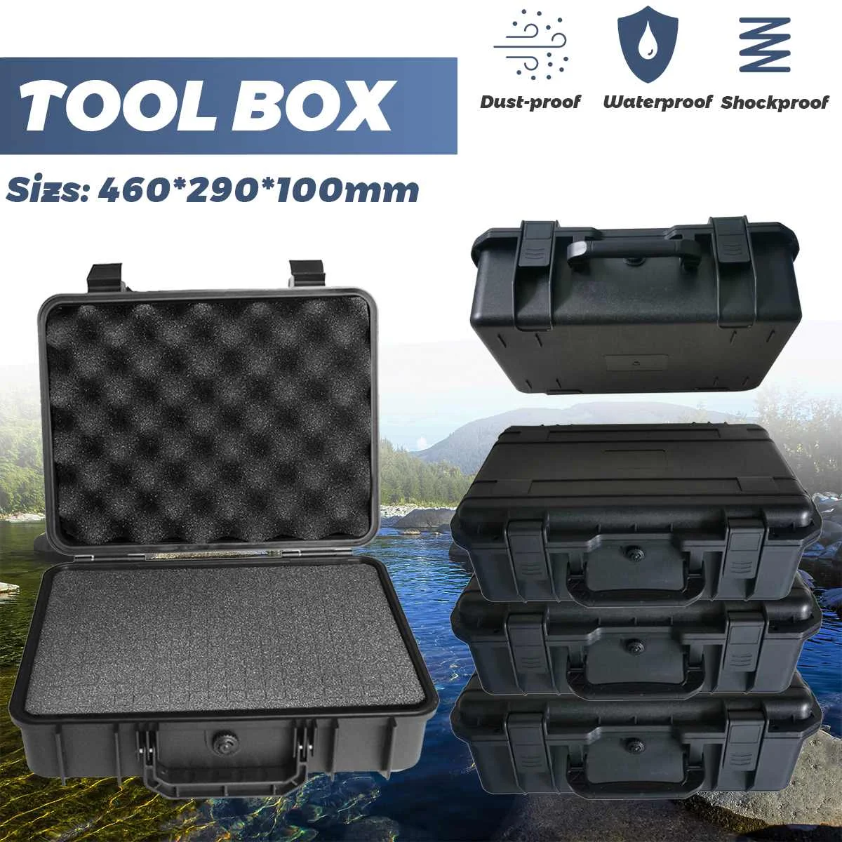 

9 Sizes Safety Instrument Tool Box Protective Waterproof Shockproof Toolbox Sealed Tool Case Impact Resistant Suitcase With Spon