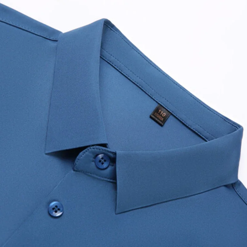 Men's Ultra Stretch Short Sleeve Shirt Business Casual  Breathable Stretchable Abrasion-Resistant Solid Color Short Sleeve Shirt 4