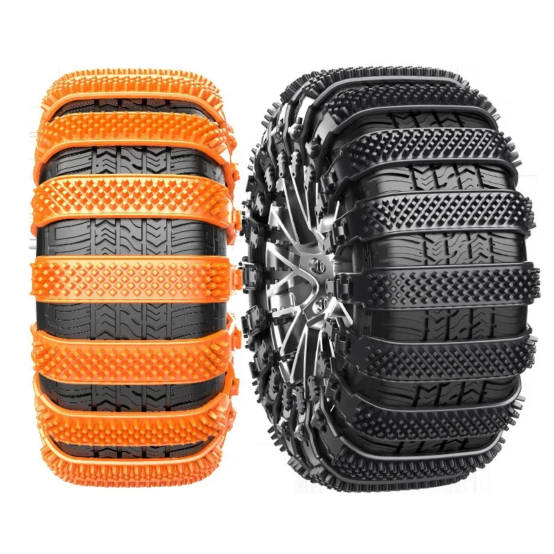 Car tyre anti-skid chain 1-10PCS Winter anti-slip tyre ties Outdoor snow Orange thickened Non slip chains Emergency accessories