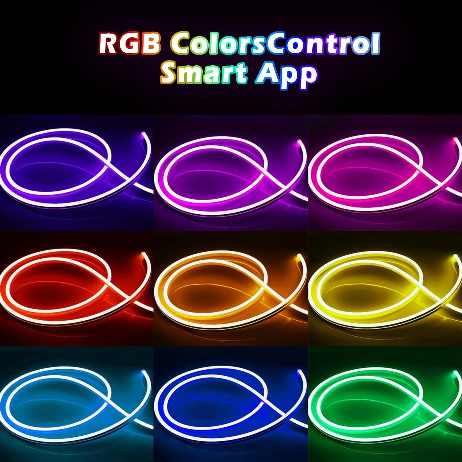 RGB Neon LED Strip Waterproof Flexible Ribbon Tape Neon Lights with App 44key Remote Control for Home Room Outdoor Decoration 4