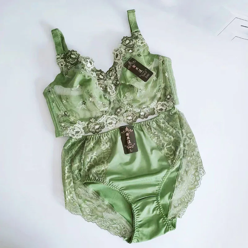 Bras Sets for Women Summer Style Thin Sexy Lingeries Plus Size 110EFGH  Lace Embroidery Briefs Women's Underwear Suits