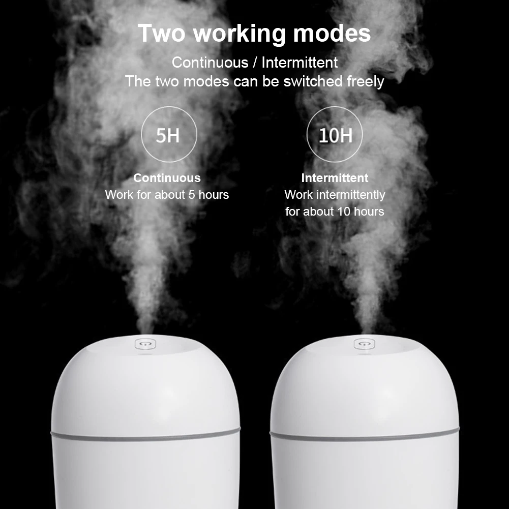 1Pc USB Portable Air Humidifier 220ml Essential Oil Diffuser Auto Shutoff LED Light Home Car Mist Maker Face Steamer