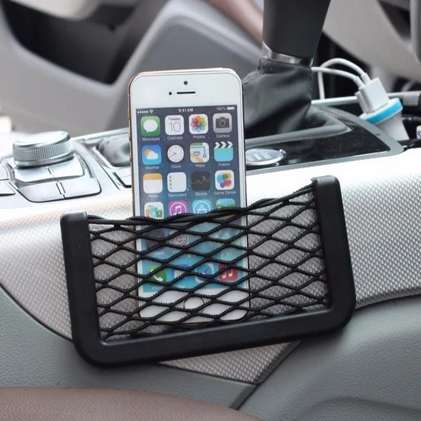 

Car Phone Storage Bag Organizer Carrying Mesh Auto Net Seat Back Side Holder Pocket Black