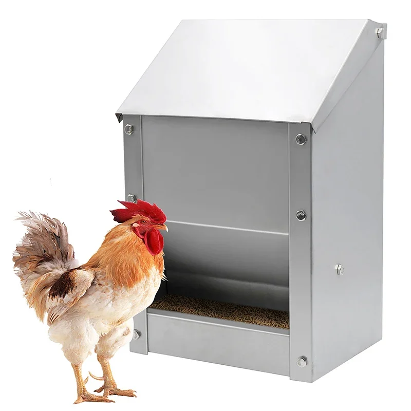 

10L Stainless Steel Chicken Feed Trough Automatic Poultry Feeder Chicken Duck Pigeon Feeder Food Bowl