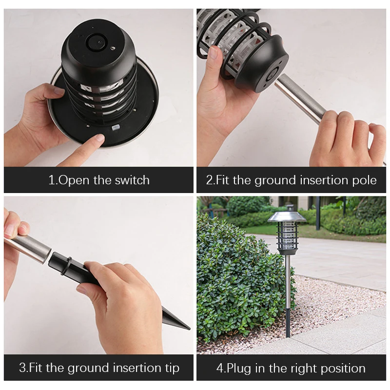 2 in 1 Solar Outdoor Lights Waterproof Mosquito Killer Lamp with UV Light LED Landscape Lighting for Garden Yard Camping Gift mosquito killer lamp mosquito lamp