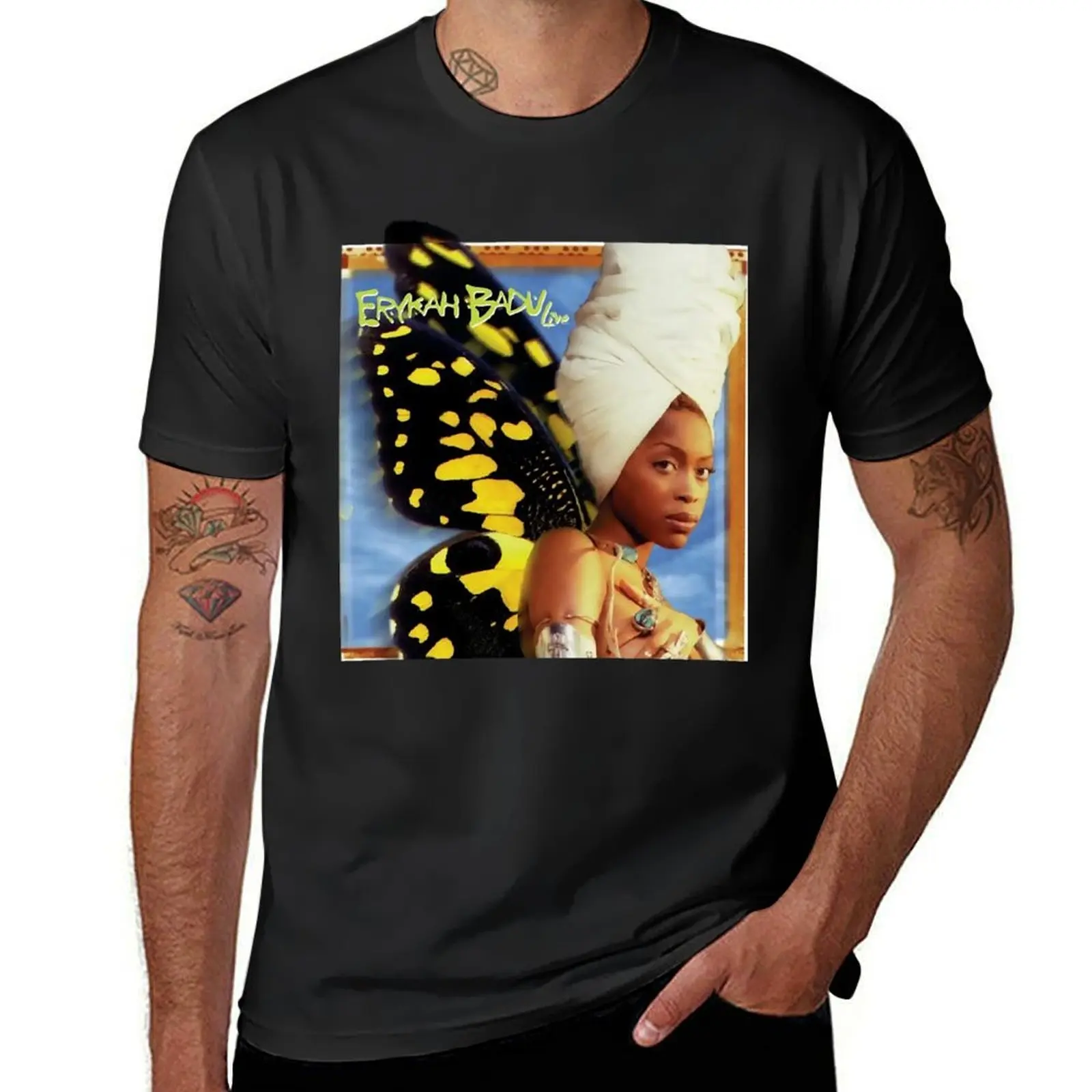 

Футболка erykah с надписью music badu - Butterfly Fan art, летние мужские футболки большого размера