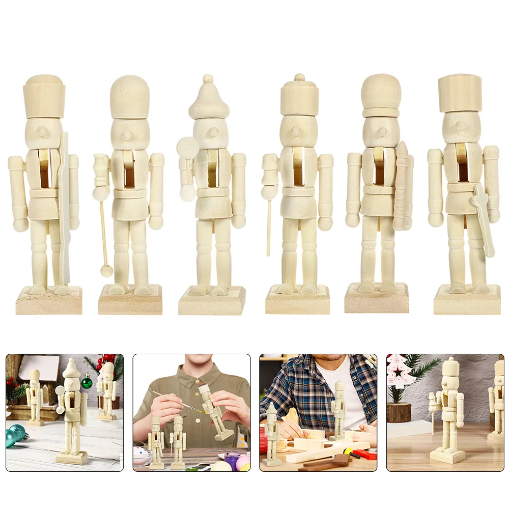 

12pcs Graffiti Painting Nutcracker Wooden Nutcracker DIY Graffiti Nutcracker Kids DIY Crafts