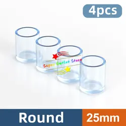 Clear Chair Leg Caps - Rubber Furniture Protector Pads and Socks for Enhanced Floor Protection (Round 25mm)