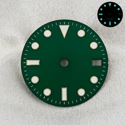 28.5mm Blue Luminous Watch Dial with Calendar - Premium Wristwatch Modification Accessory (U3)