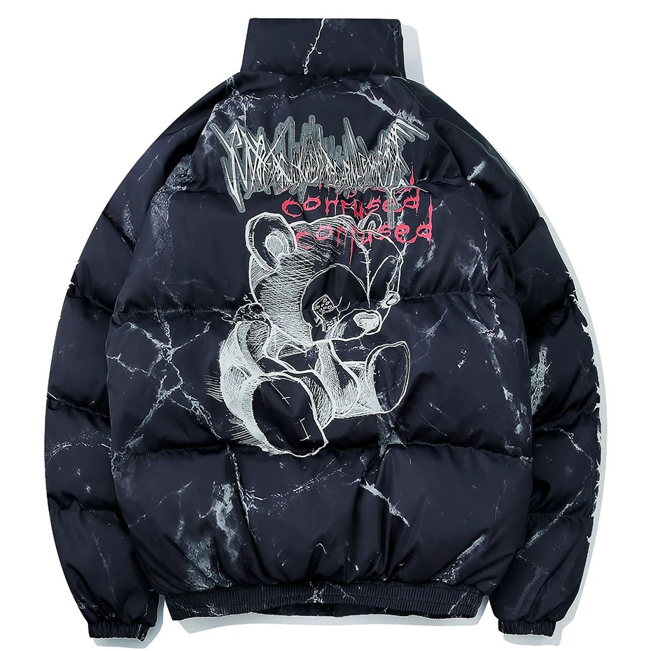 Hip Hop Puffer Jackets Men Streetwear Padded Parkas Coats