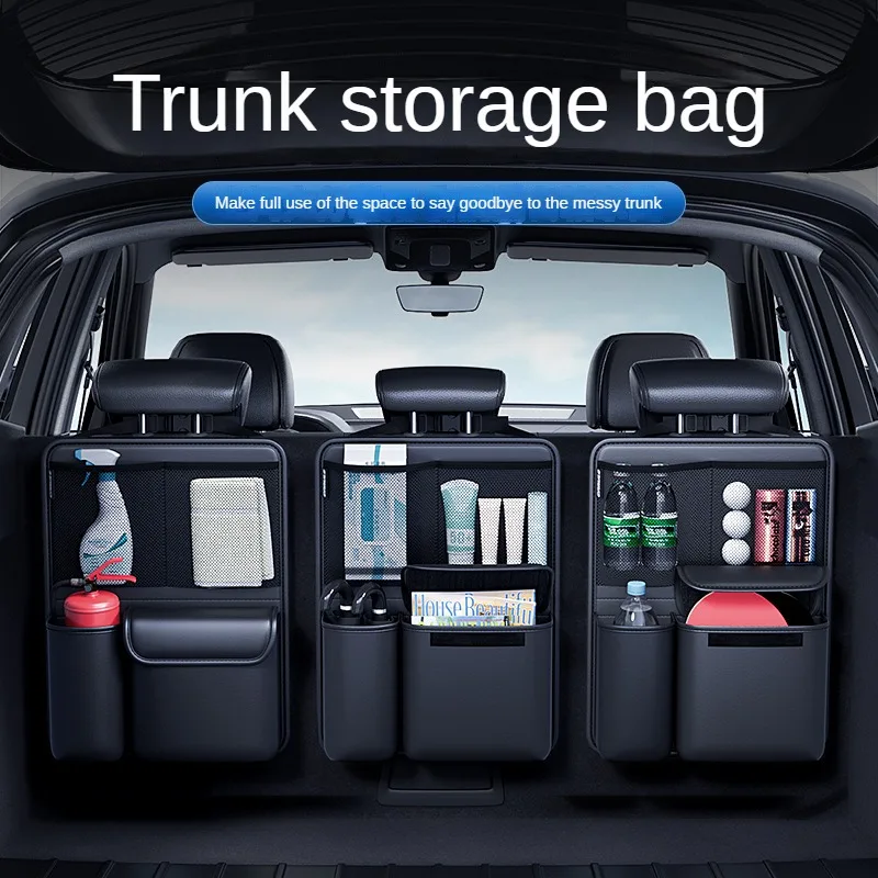 Car Trunk Leather Storage Bag Foldable Car Seat Back Tools Organizer  Multifunctional UV storage suv back seat hanging organizer - AliExpress