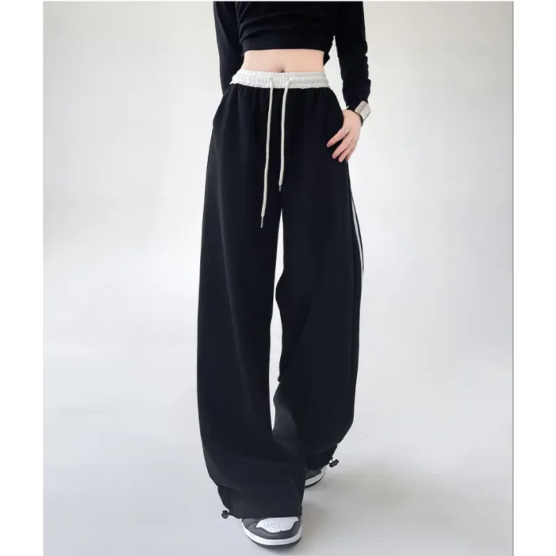 Deeptown Gray Striped Women's Sweatpants Korean Fashion Baggy Casual Sport Pants Straight Harajuku Black Jogging Female Autumn