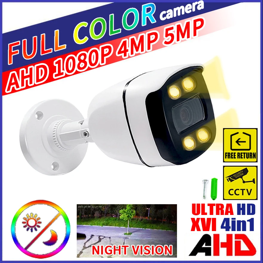 5Mp 24H Full Color Night Vision Cctv Ahd Camera 4Mp 1080P Hd Array Luminoso Led Digital H.265 Illuminazione Stradale Esterna Impermeabile