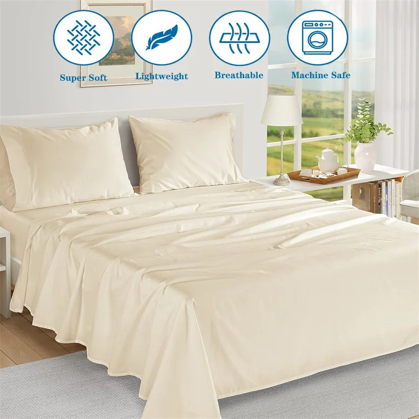 Luxury 800TC Egyptian Cotton Sheets (Fitted Sheet + Flat Top Sheet + Pillowcase) High End Hotel Bedding Set 4/6pcs Bed Sheet Set 2