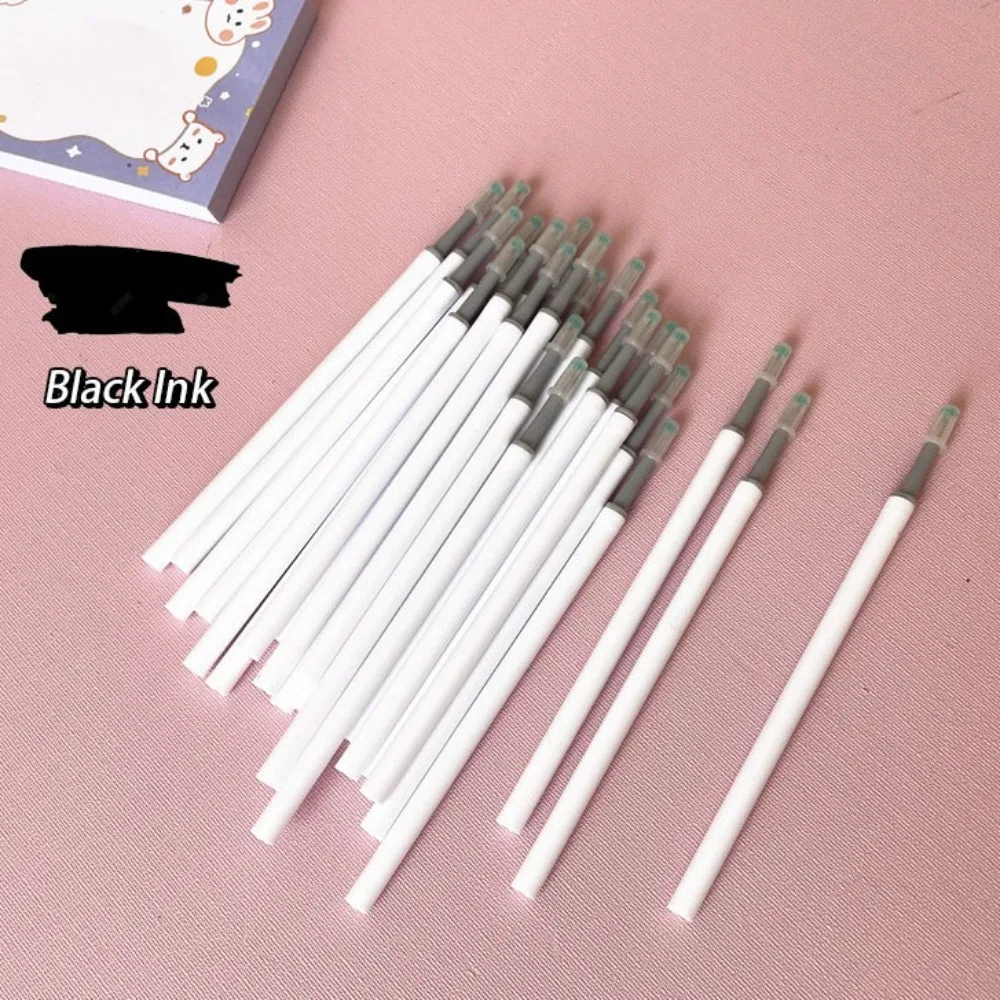 30pcs 유니버설 0.5mm 젤 펜 리필 학생 대용량 프레스 펜 펜 코어 블랙 블루 레드 총알 헤드 쓰기 도구