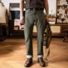 Red Tornado Men's Regular Straight Fit Jeans in Green Rugged Style Selvage Denim Pants 3