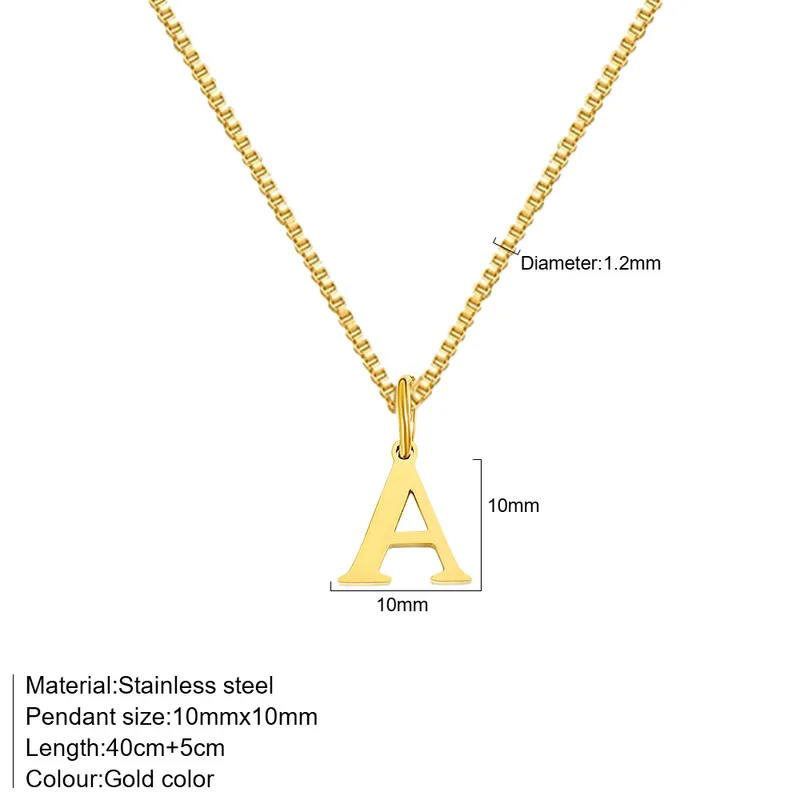 A-Z Initial Necklace 18K Gold Plated Cute Letter Stainless