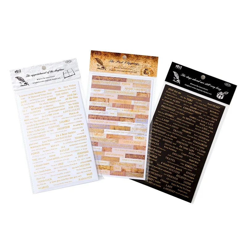 4 Sheets Vintage English short sentences Stickers Text Decorative Diary Album Scrapbooking Planner Sticker,stickers scrapbooking supplies