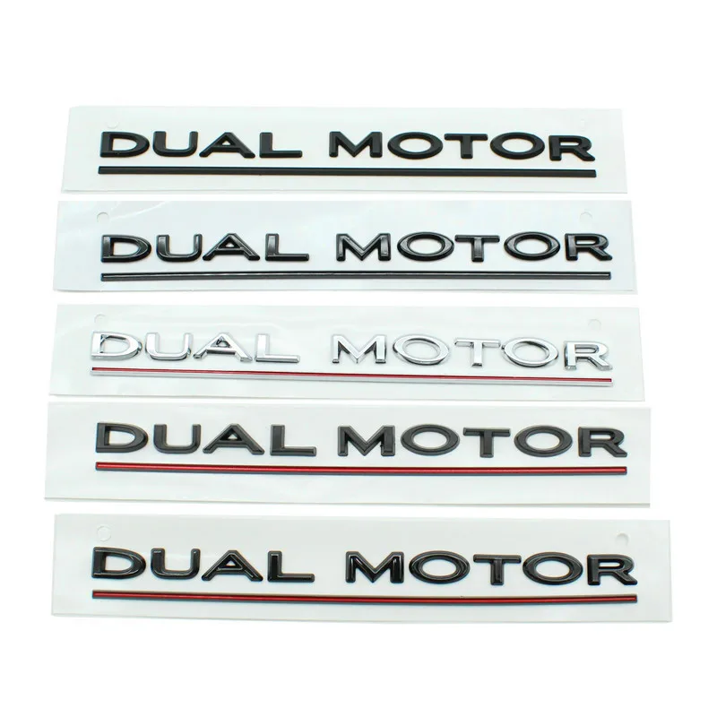 Chrome Black Red Dual Motor Highed Letters Emblem Adesivo Per Badge Per Bagagliaio Ad Alte Prestazioni Per Tesla Model S X 3 Y Car Styling