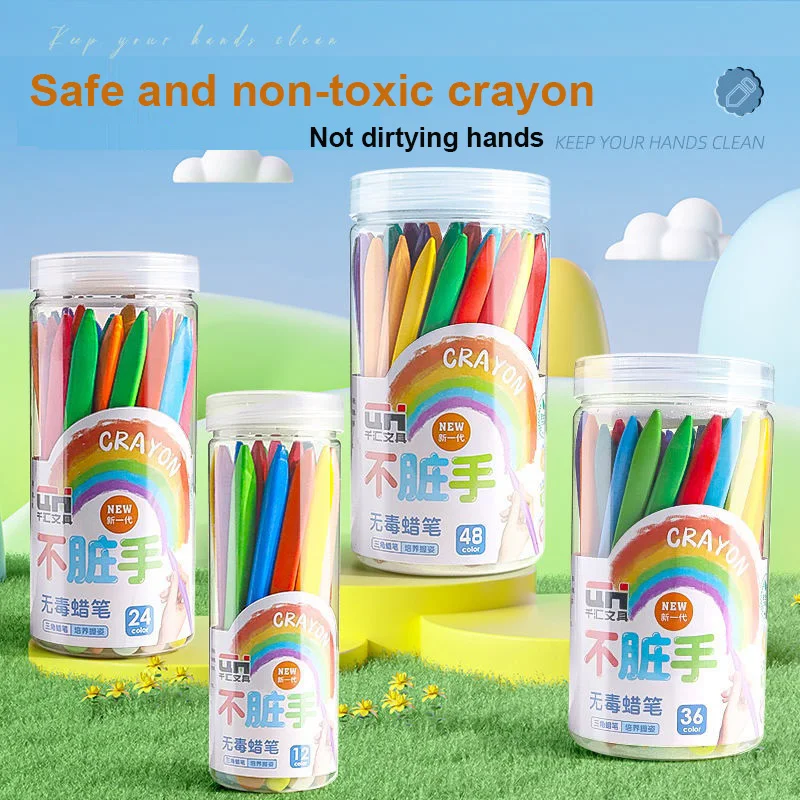 Crayons Set Kids 6/12/18/24/36/48 Colors Safe Non-toxic Oil Pastel Triangular Durable Wax Pen Creative Painting Art Supplies