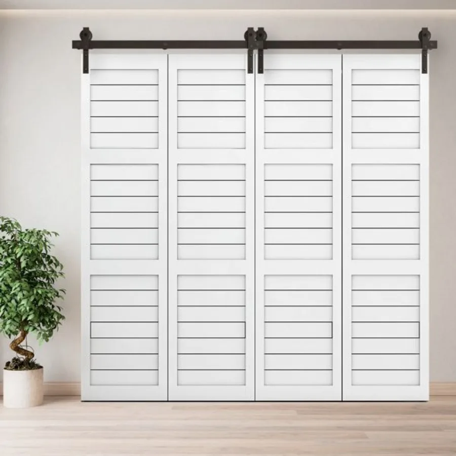 SKYSEN 68" Bifold Barn Door Hardware Kit - Fit For 4 Bifold Barn Door, Space Saving Folding - View #3