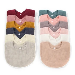 Q1FE Baby Bandana Drool Bibs with Lace Trim Infant Cotton Drooling Burp Saliva Towel