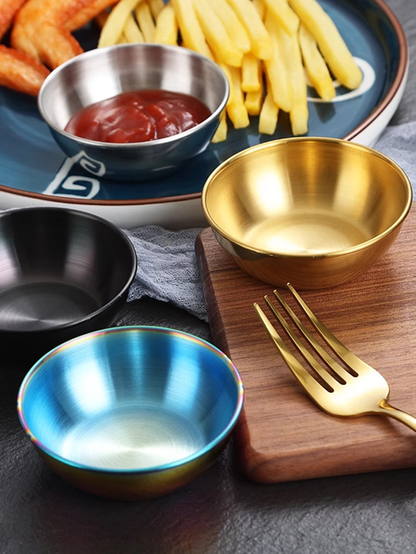 Golden Stainless Sauce Dishes 2