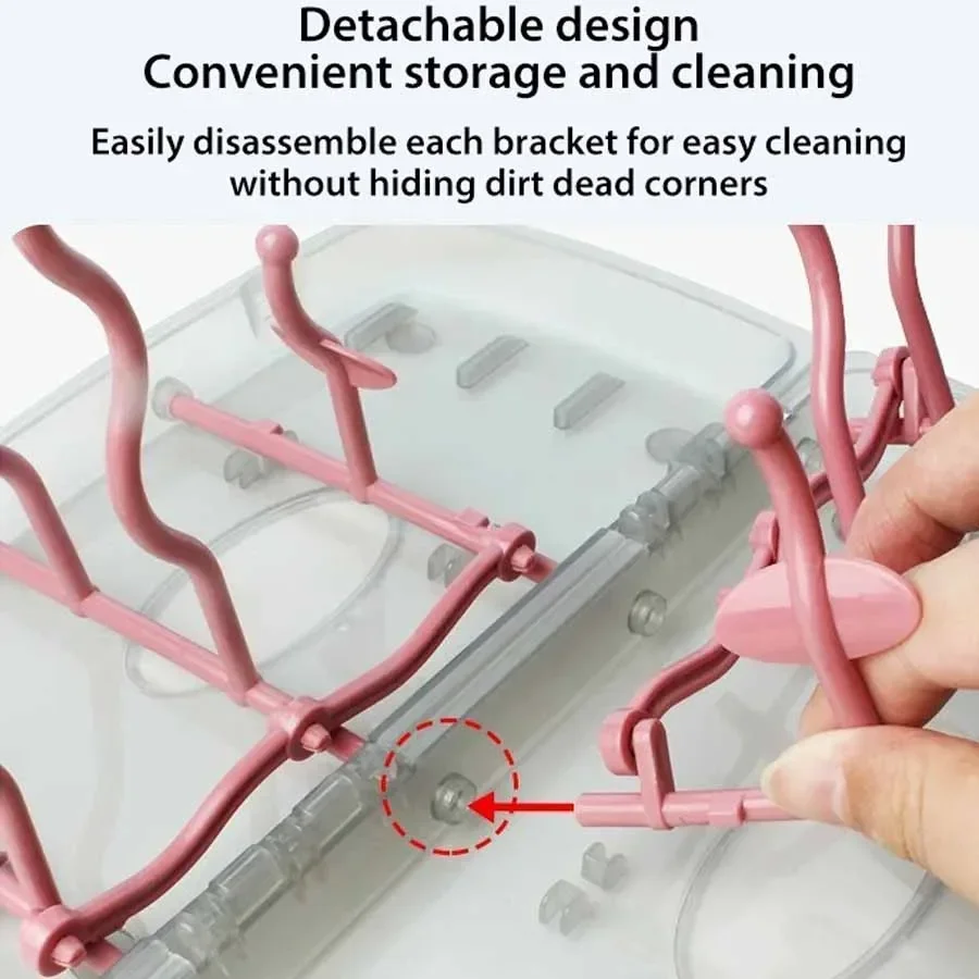 Baby Bottle Drying Rack Dustproof Detachable Multi Functional Folding Dry Rack for Pacifier Drying Portable Storage Box