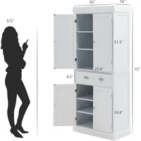 72" Freestanding Kitchen Pantry Storage Cabinet with Doors and Adjustable Shelves,Storage Cupboard with Large Drawer for Kitchen 2