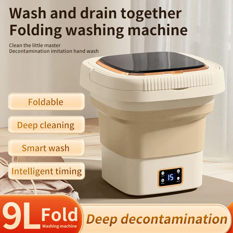 Folding washing machine 9L large capacity portable mini small washing machine underwear socks retractable automatic washing