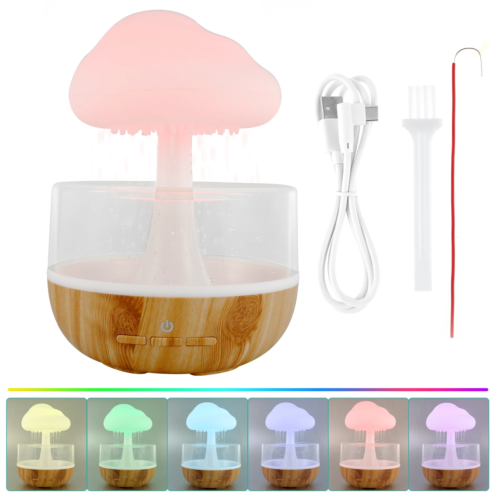 

Rain Cloud Humidifier Essential Oil Raining Cloud Diffuser with Calming Raindrop Sound 260ml Mushroom Cloud Rain Humidifier with